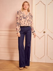 Love & Roses Beige Animal Notch Neck Long Sleeve Blouse - Image 3 of 4