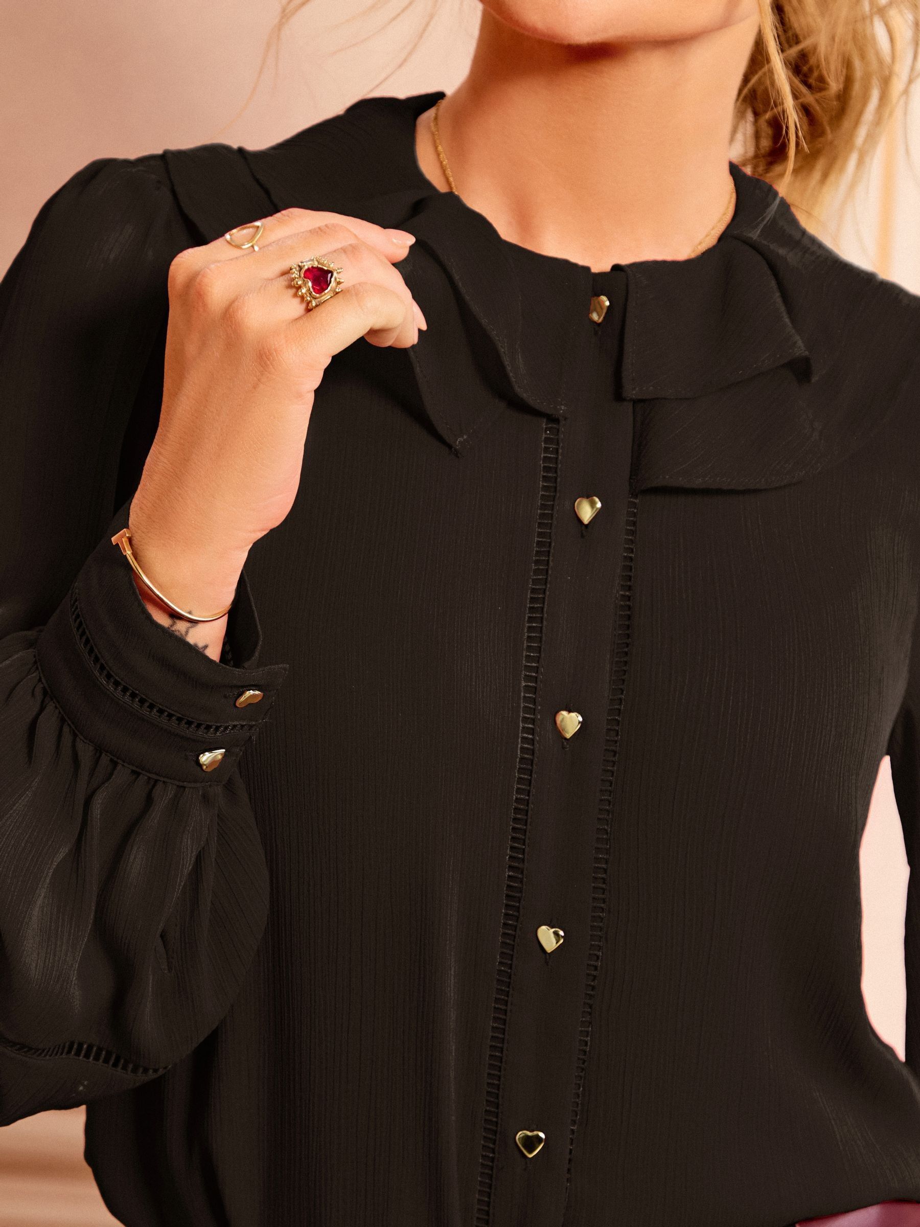 Buy Love & Roses Black Long Sleeve Frill Collar Blouse from Next USA