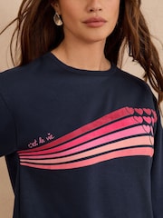 Love & Roses Navy Heart Slogan Sweatshirt - Image 2 of 4