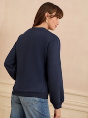 Love & Roses Navy Heart Slogan Sweatshirt - Image 4 of 4