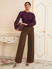 Love & Roses Burgundy Red Long Sleeve Lace Top - Image 3 of 4