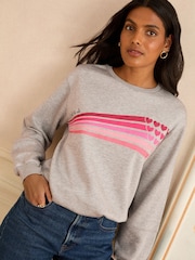 Love & Roses Grey Crew Neck Slogan Sweater - Image 1 of 4