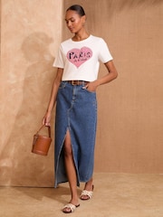 Love & Roses Ivory Pairs Heart Slogan Jersey T-Shirt - Image 3 of 4