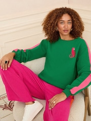 Love & Roses Green Embroidered Detail Sweater - Image 1 of 4