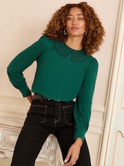 Love & Roses Teal Blue Blouse - Image 1 of 4