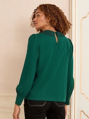 Love & Roses Teal Blue Blouse - Image 4 of 4