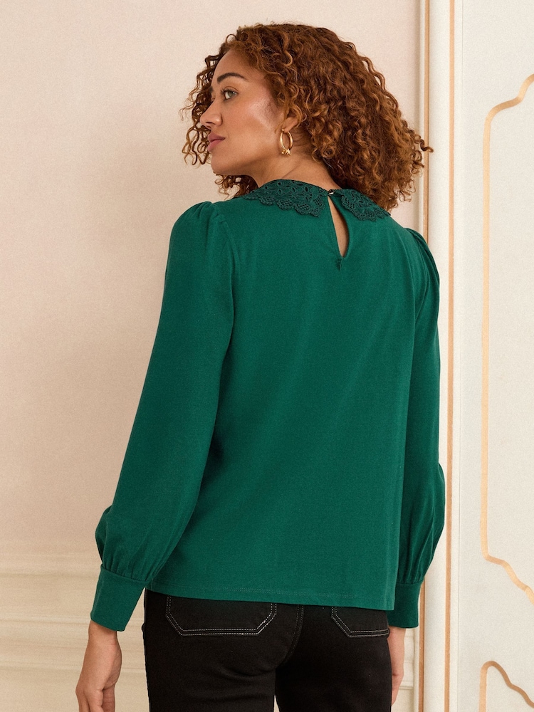 Love & Roses Teal Blue Blouse - Image 4 of 4