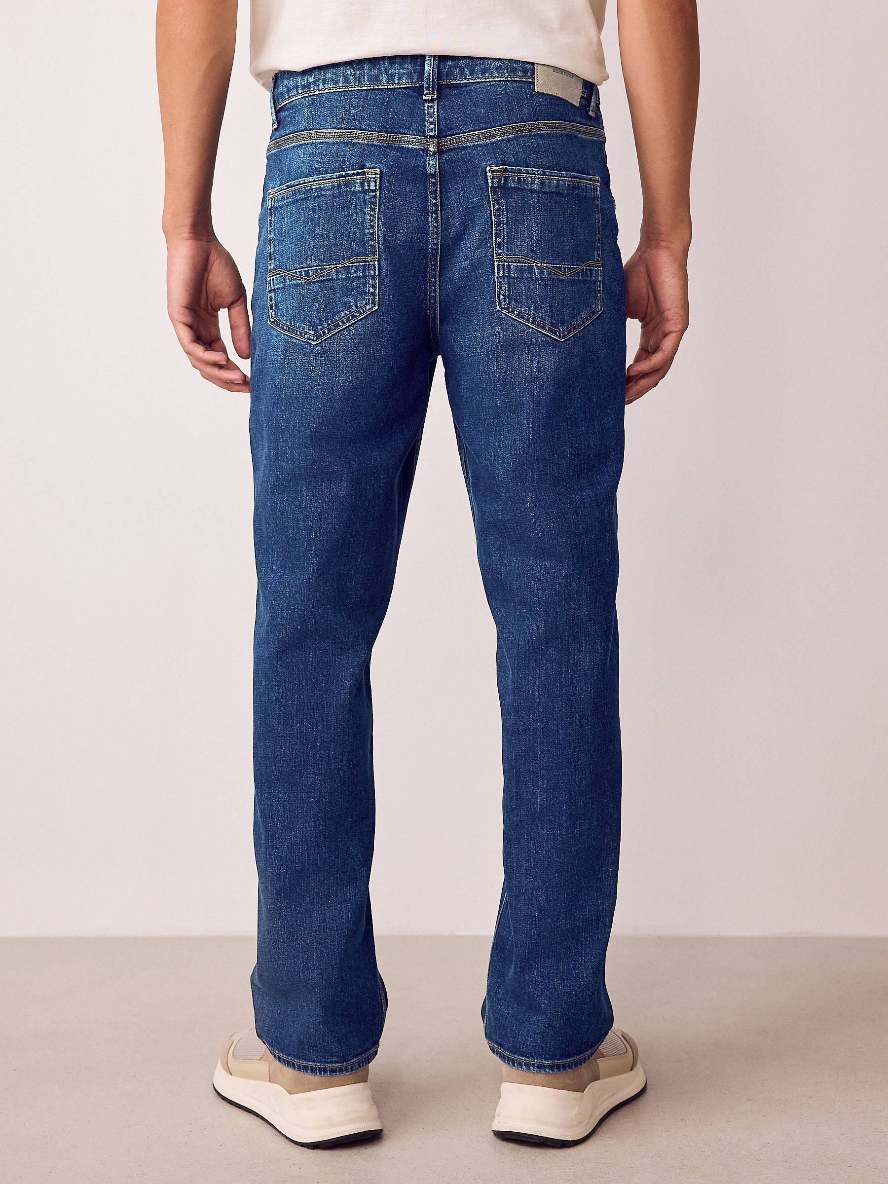 Buy Blue Straight Fit Authentic Stretch Denim Jeans from Next Romania