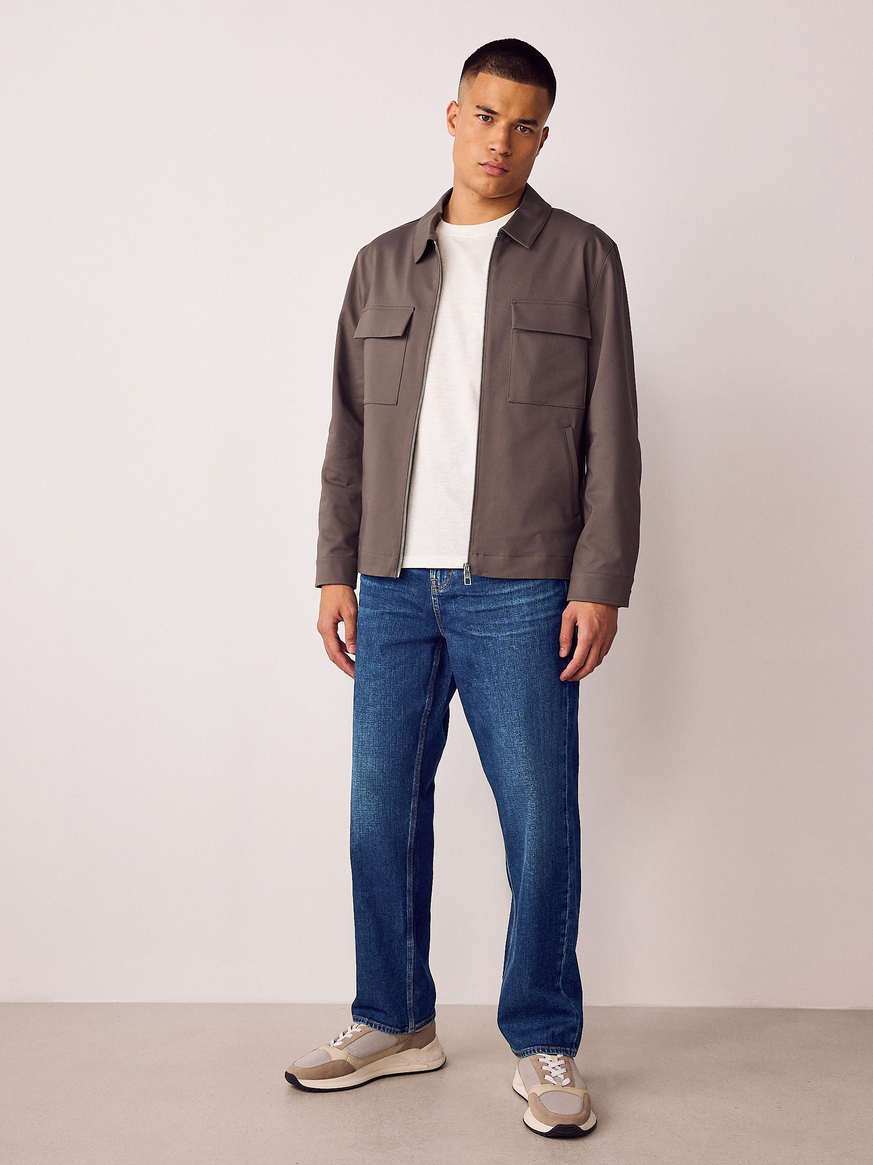 Buy Blue Straight Fit Authentic Stretch Denim Jeans from Next Romania