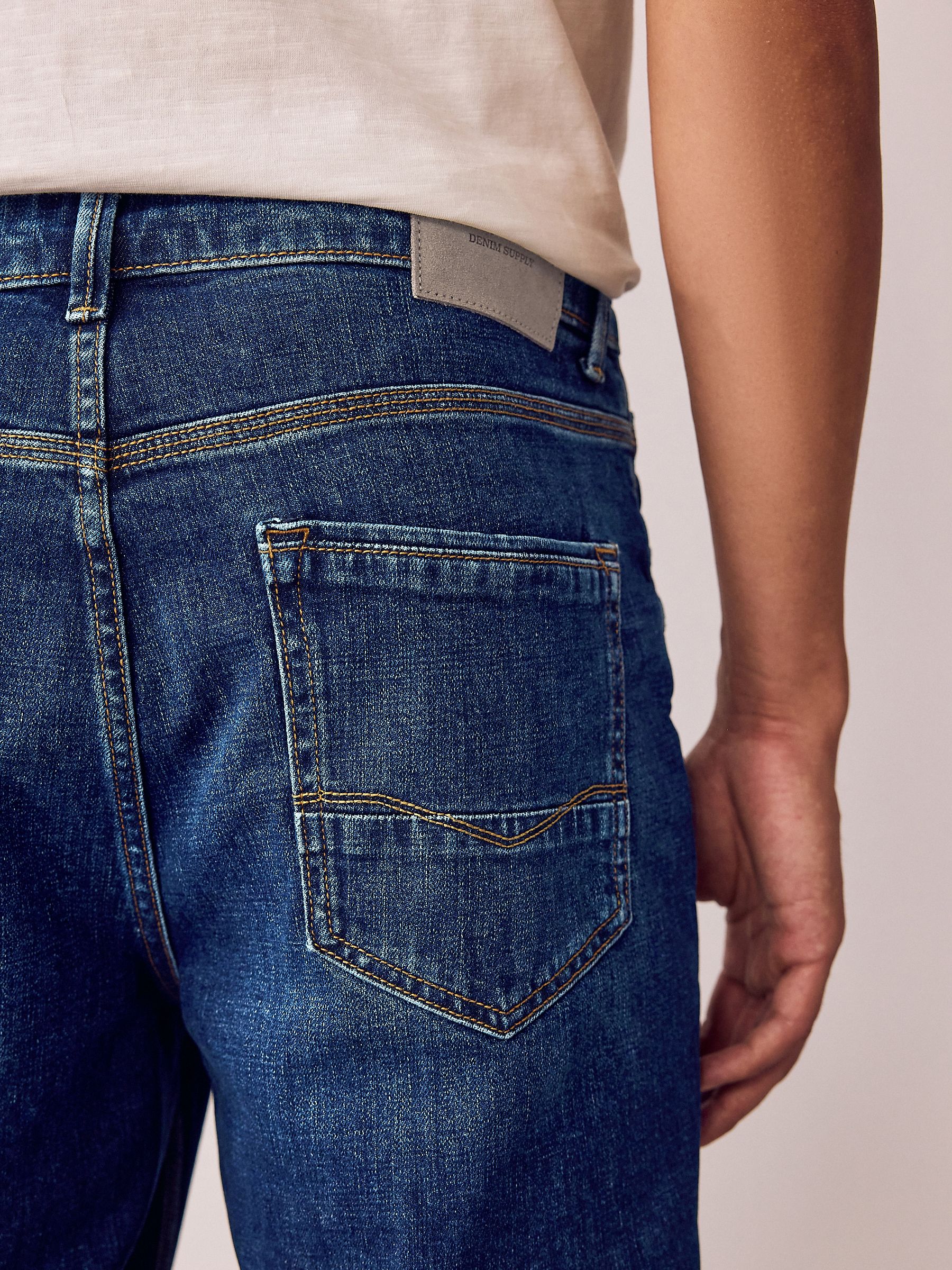 Buy Blue Straight Fit Authentic Stretch Denim Jeans from Next Romania