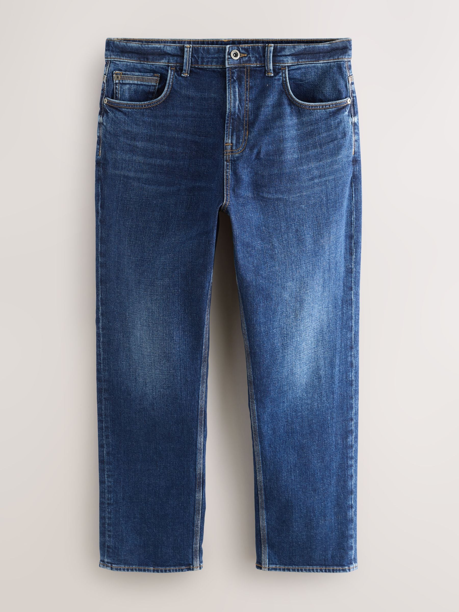 Buy Blue Straight Fit Authentic Stretch Denim Jeans from Next Romania