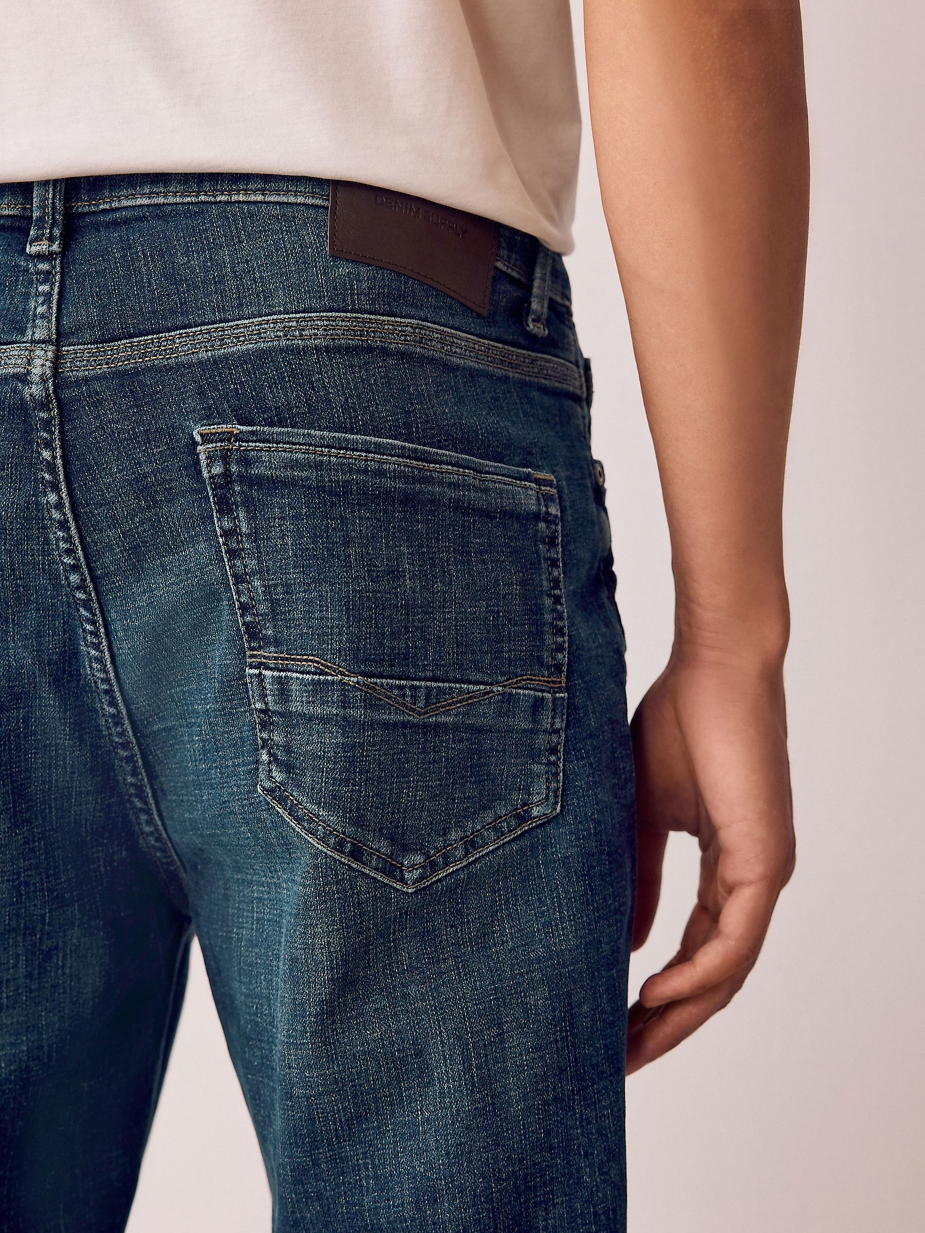 Buy Blue Vintage Regular Tapered Fit Authentic Stretch Denim Jeans