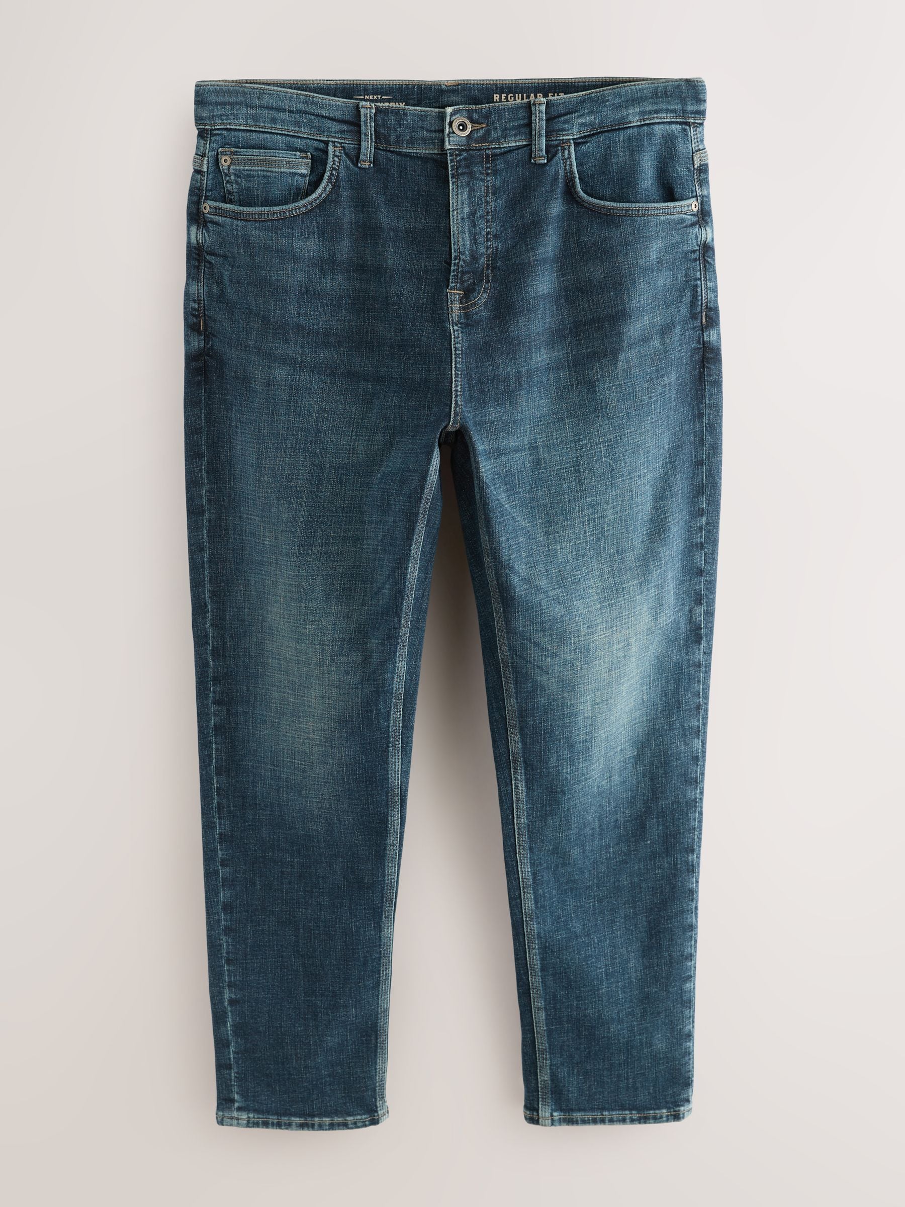 Buy Blue Vintage Regular Tapered Fit Authentic Stretch Denim Jeans