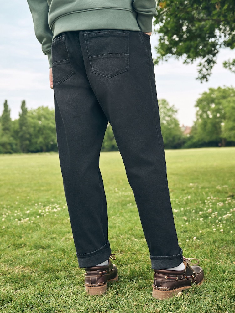 Black Regular Tapered Fit Authentic Stretch Denim Jeans - Image 2 of 4