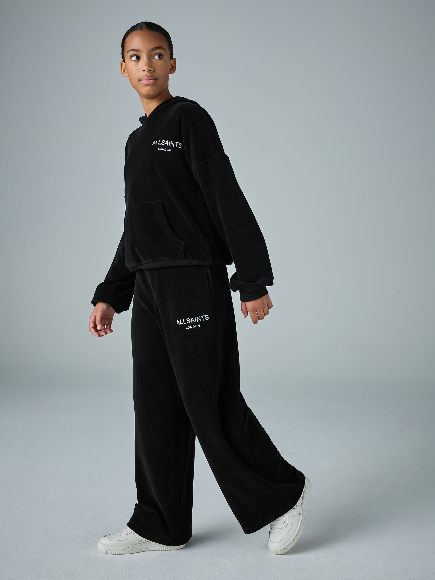 Buy smALLSAINTS Black Velour Hoodie and Wide Leg Jogger Set from