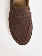 Friends Like These Brown Flat Ruched Comfort Slip On Patent Faux Leather Penny Loafers - Image 2 of 4