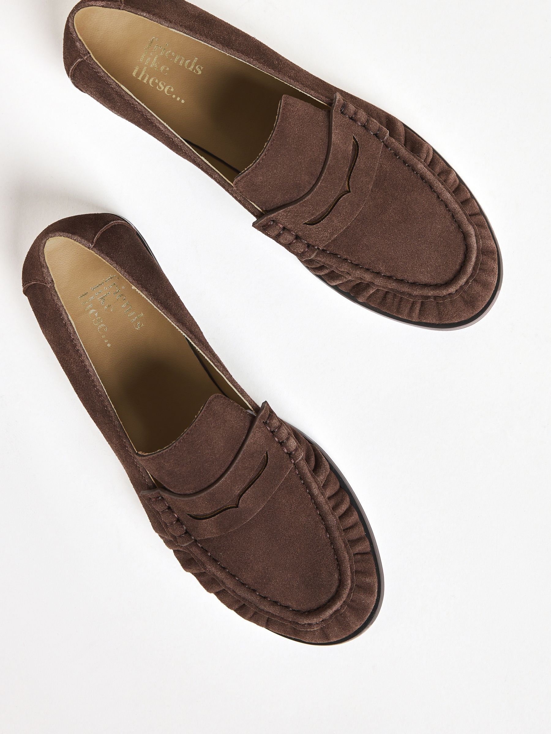 Buy Friends Like These Chocolate Brown Flat Ruched Comfort Slip On