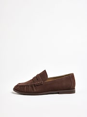 Friends Like These Brown Flat Ruched Comfort Slip On Patent Faux Leather Penny Loafers - Image 4 of 4