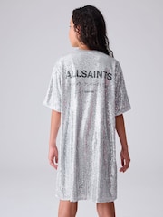 smALLSAINTS Silver Opal Underground Sequin T-Shirt Dress - Image 3 of 10