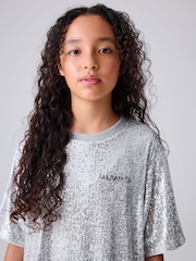 smALLSAINTS Silver Opal Underground Sequin T-Shirt Dress - Image 5 of 10