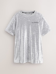 smALLSAINTS Silver Opal Underground Sequin T-Shirt Dress - Image 6 of 10
