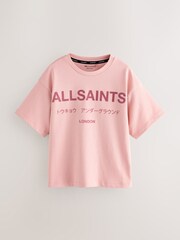 smALLSAINTS Mid Pink Oversized Girls Underground Crew T-Shirt - Image 1 of 5