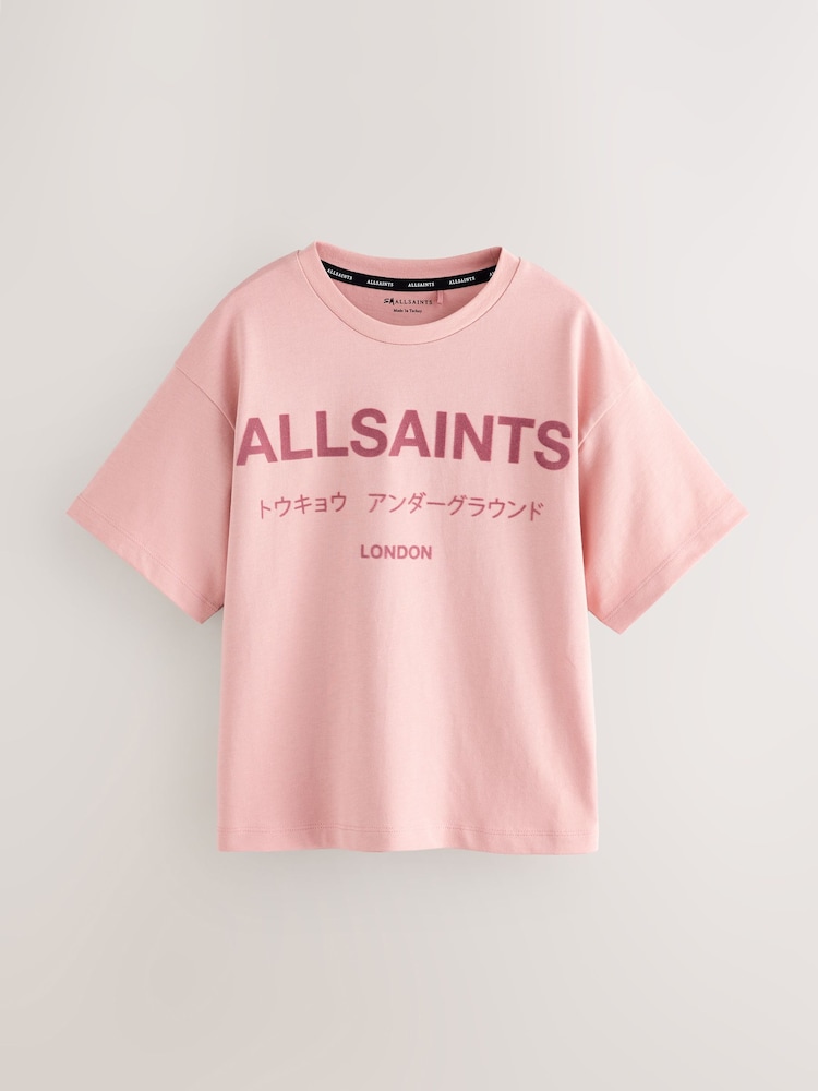 smALLSAINTS Mid Pink Oversized Girls Underground Crew T-Shirt - Image 1 of 5