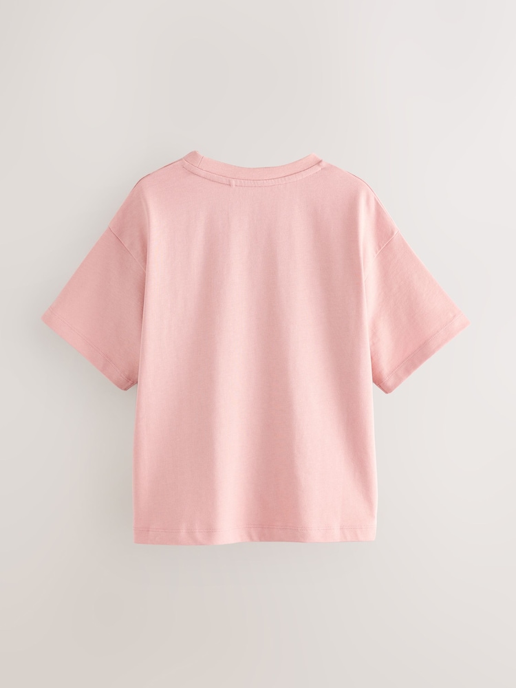 smALLSAINTS Mid Pink Oversized Girls Underground Crew T-Shirt - Image 2 of 5 smALLSAINTS Mid Pink Oversized Girls Underground Crew T-Shirt - Image 2 of 5