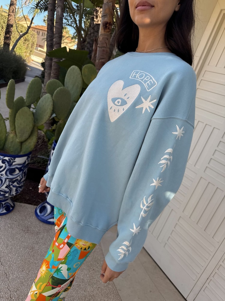 Never Fully Dressed Blue Cotton Embroidered Sweatshirt - Image 2 of 4