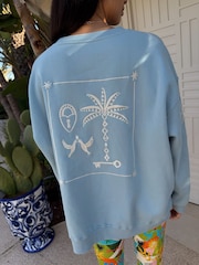 Never Fully Dressed Blue Cotton Embroidered Sweatshirt - Image 3 of 4