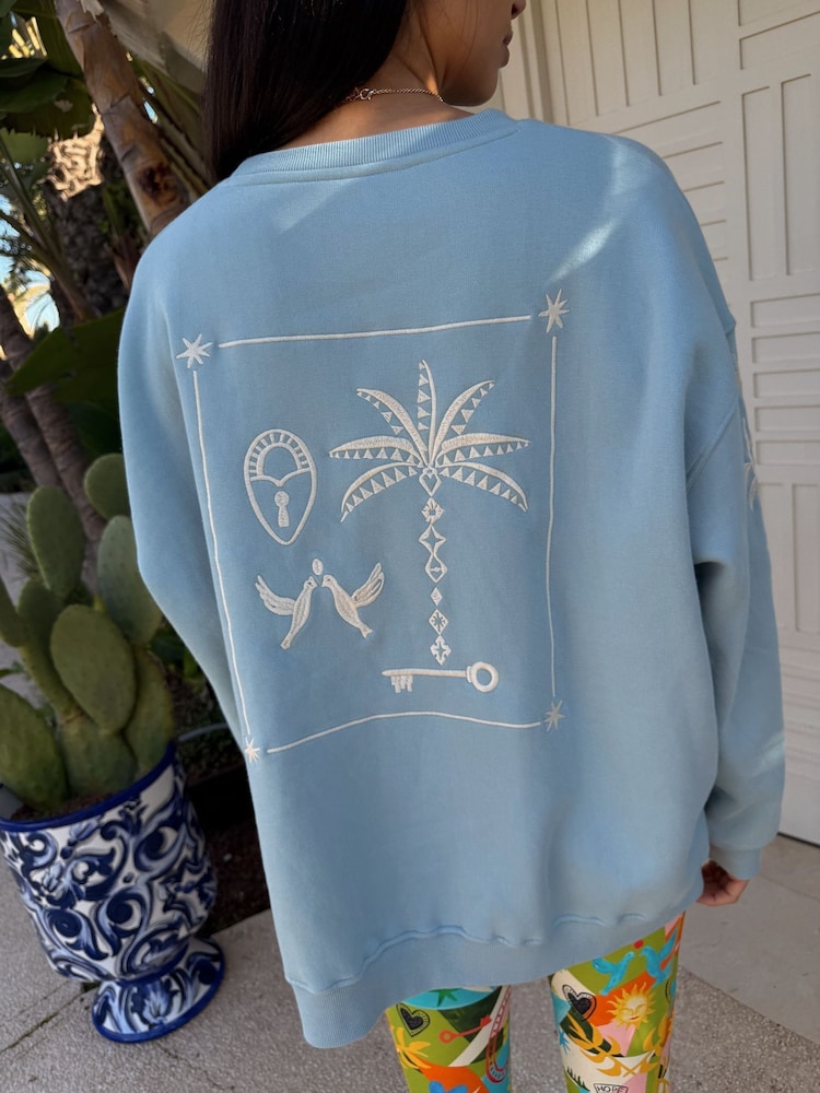Never Fully Dressed Blue Cotton Embroidered Sweatshirt - Image 3 of 4