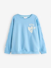 Never Fully Dressed Blue Embroidered Print Crew Neck Sweatshirt - Image 5 of 8