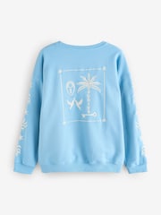 Never Fully Dressed Blue Embroidered Print Crew Neck Sweatshirt - Image 6 of 8