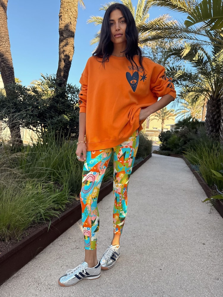 Never Fully Dressed Orange Cotton Embroidered Sweatshirt - Image 1 of 5