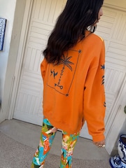 Never Fully Dressed Orange Cotton Embroidered Sweatshirt - Image 4 of 5