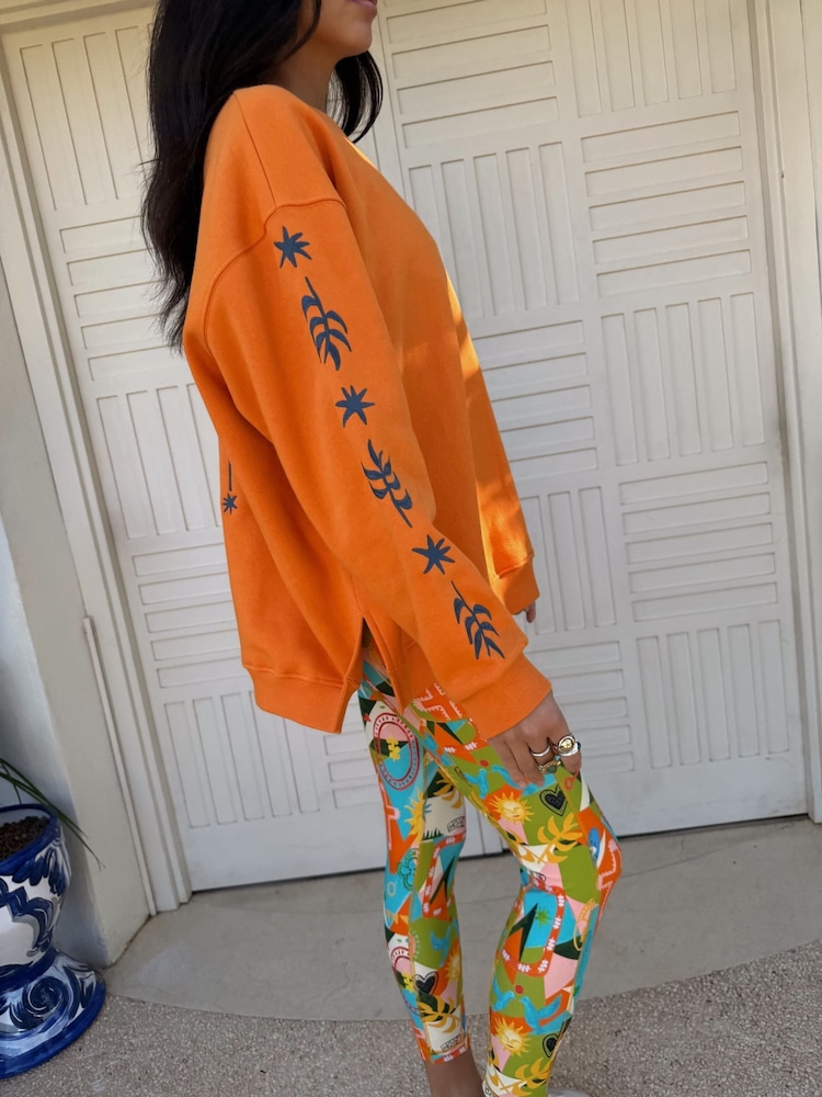 Never Fully Dressed Orange Cotton Embroidered Sweatshirt - Image 5 of 5