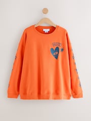Never Fully Dressed Orange Embroidered Print Crew Neck Sweatshirt - Image 6 of 10