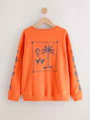 Never Fully Dressed Orange Embroidered Print Crew Neck Sweatshirt - Image 7 of 10