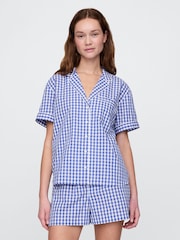 Azul - Camisa de pijama de popelina y manga corta con diseño de cuadros guingan de Gap - Imagen 1 de 4