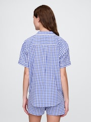 Azul - Camisa de pijama de popelina y manga corta con diseño de cuadros guingan de Gap - Imagen 2 de 4