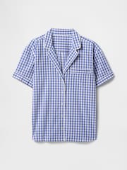 Azul - Camisa de pijama de popelina y manga corta con diseño de cuadros guingan de Gap - Imagen 3 de 4