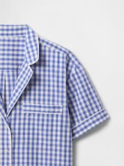 Azul - Camisa de pijama de popelina y manga corta con diseño de cuadros guingan de Gap - Imagen 4 de 4