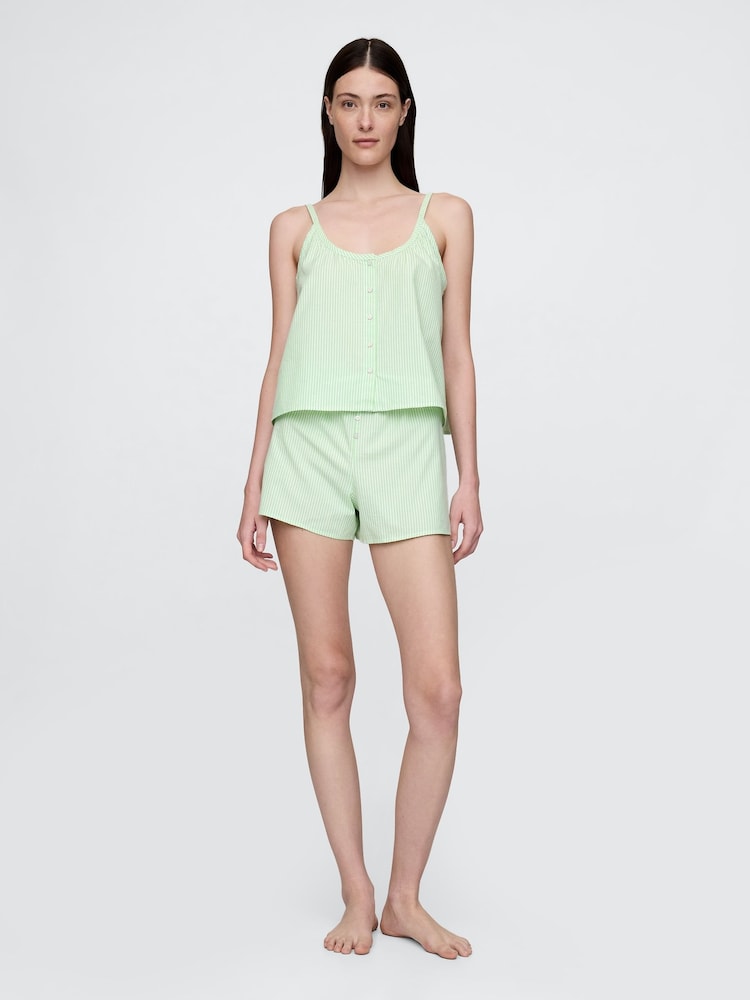 Gap Green Poplin Pyjama Shorts Set - Image 1 of 3