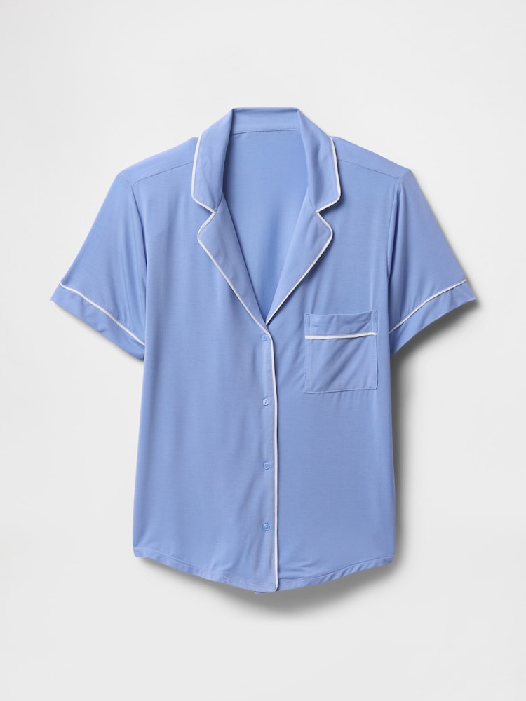 Gap Blue Modal Short Sleeve Pyjama Top - Image 4 of 4