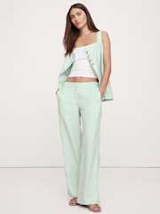 Banana Republic Green Everyday 100% Linen Mid Rise Wide-Leg Trousers - Image 1 of 1