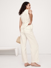 Banana Republic White Everyday 100% Linen Mid Rise Wide-Leg Trousers - Image 2 of 4