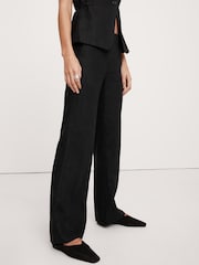 Banana Republic Black Everyday 100% Linen Mid Rise Wide-Leg Trousers - Image 1 of 5