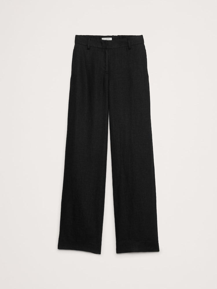 Banana Republic Black Everyday 100% Linen Mid Rise Wide-Leg Trousers - Image 5 of 5 Banana Republic Black Everyday 100% Linen Mid Rise Wide-Leg Trousers - Image 5 of 5