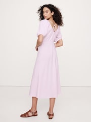 Banana Republic Purple Viscose-Linen Dupioni Ruched Long Midi Dress - Image 2 of 3