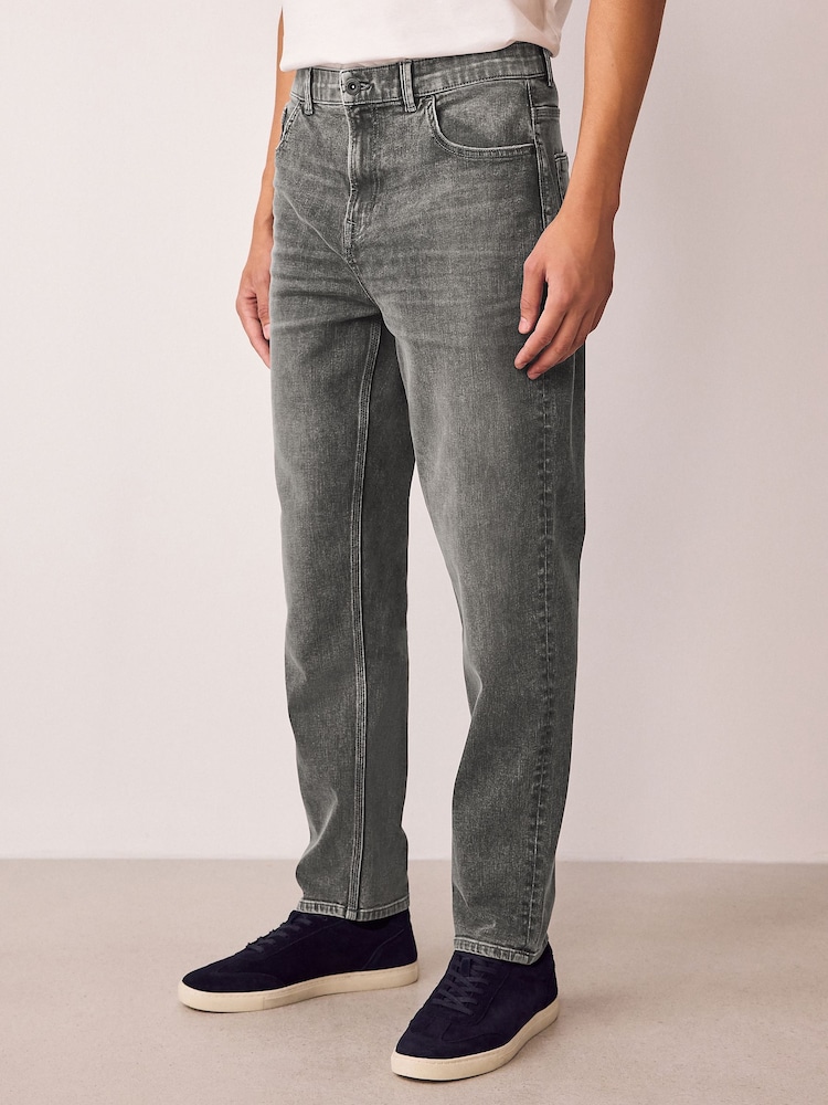 Grey Regular Fit Authentic Stretch Denim Jeans - Image 1 of 12 Grey Regular Fit Authentic Stretch Denim Jeans - Image 1 of 12